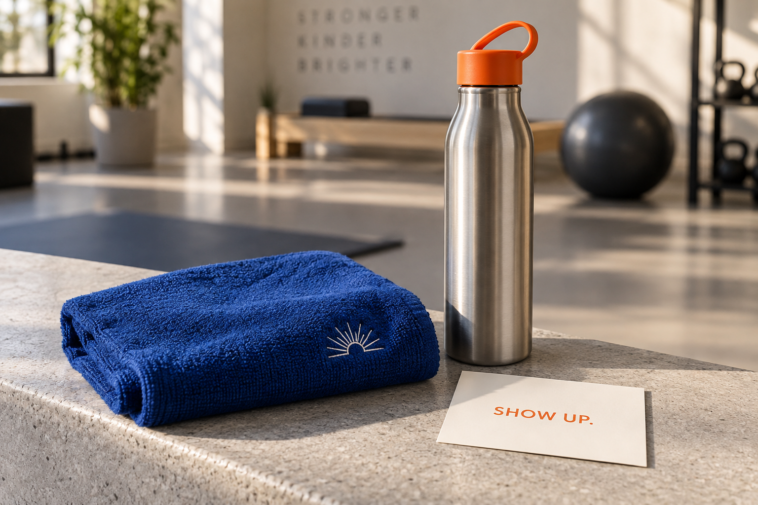 Studio towel + optional bottle campaign concept